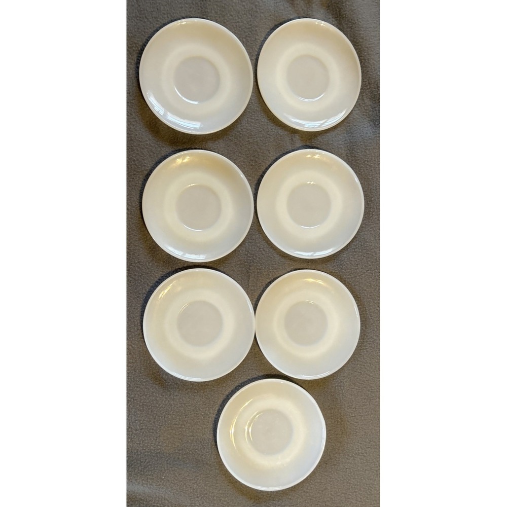 Set of 7 Anchor Hocking FIRE KING WARE White Milk Glass 6 in Plates Saucers